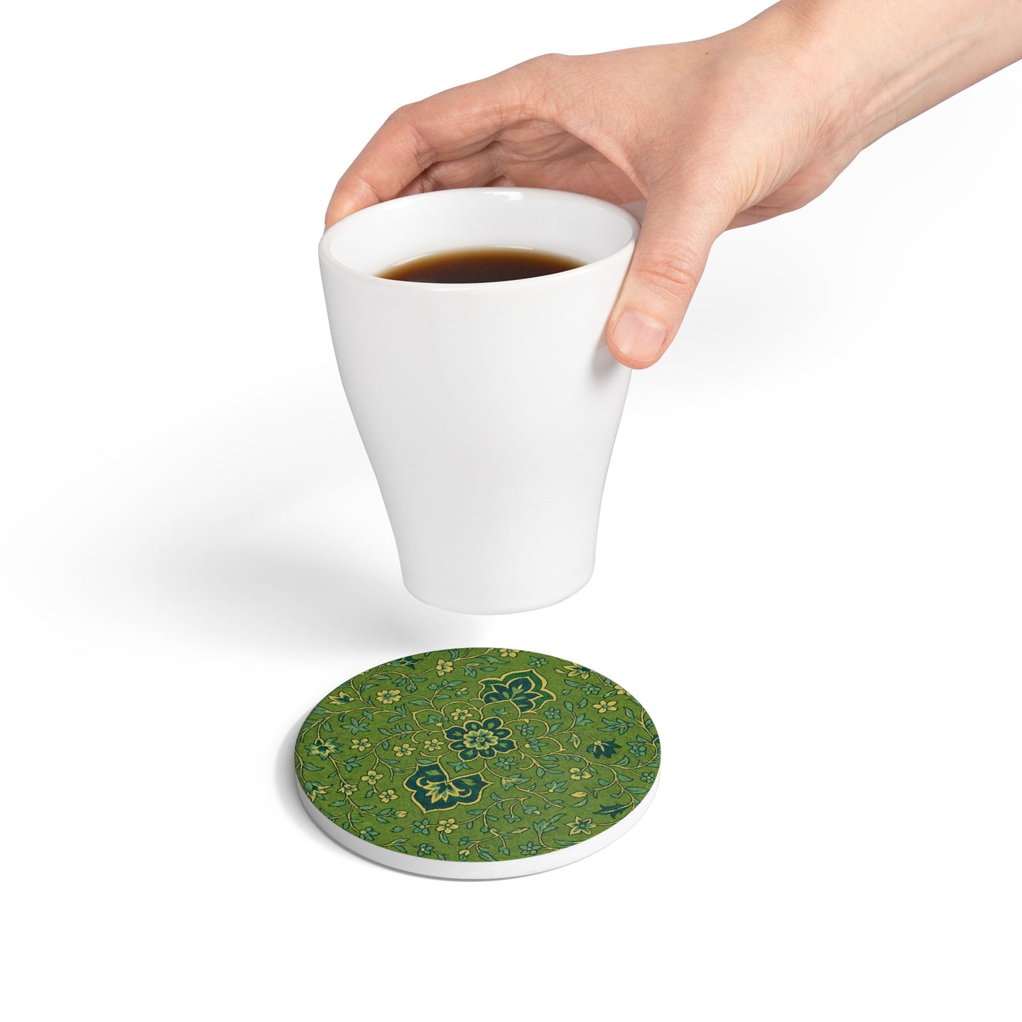 Ceramic Coaster - Haramain Mosque Green Carpet Inspired Design