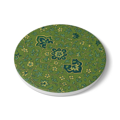 Ceramic Coaster - Haramain Mosque Green Carpet Inspired Design